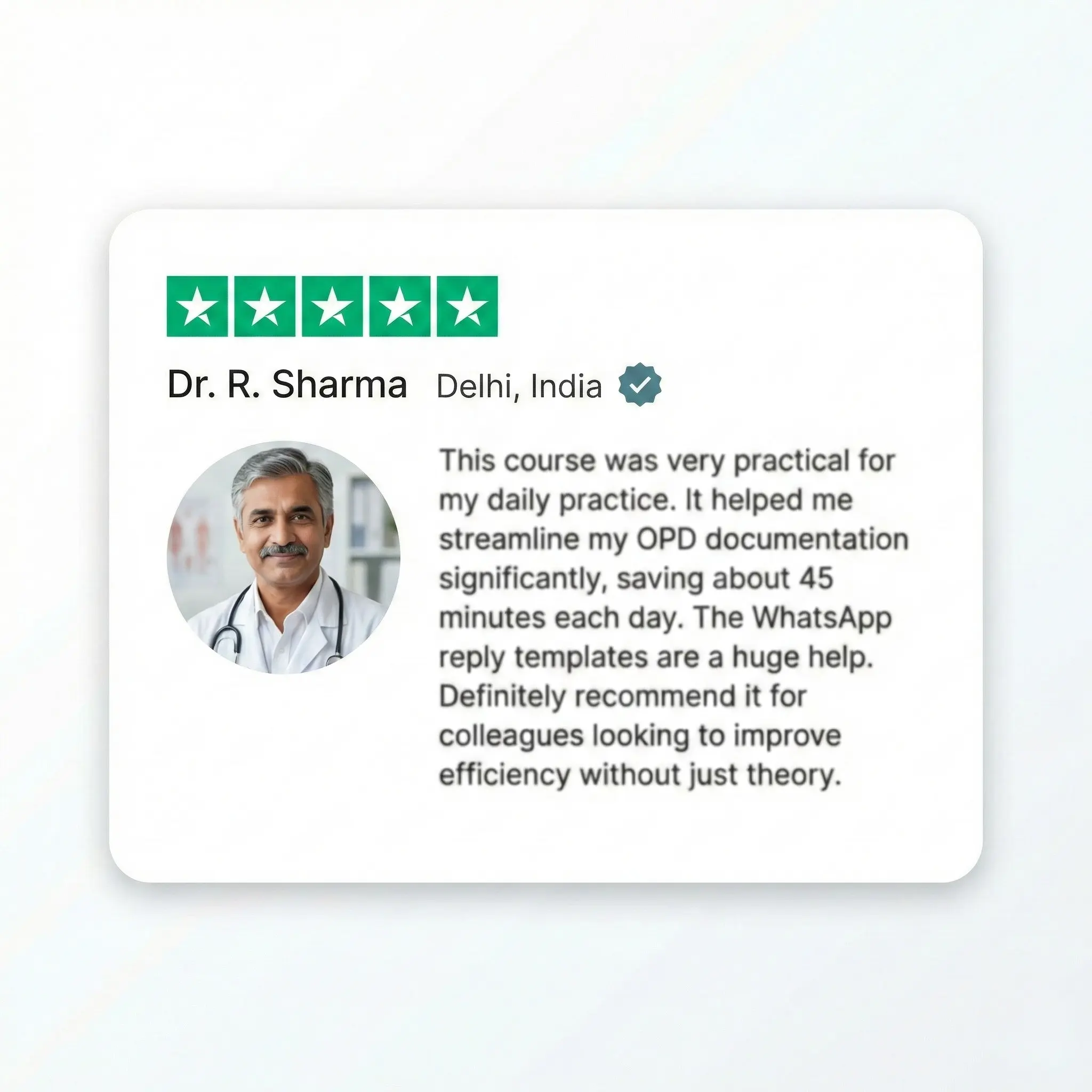 Doctor review for Business AI for Indian Doctors course