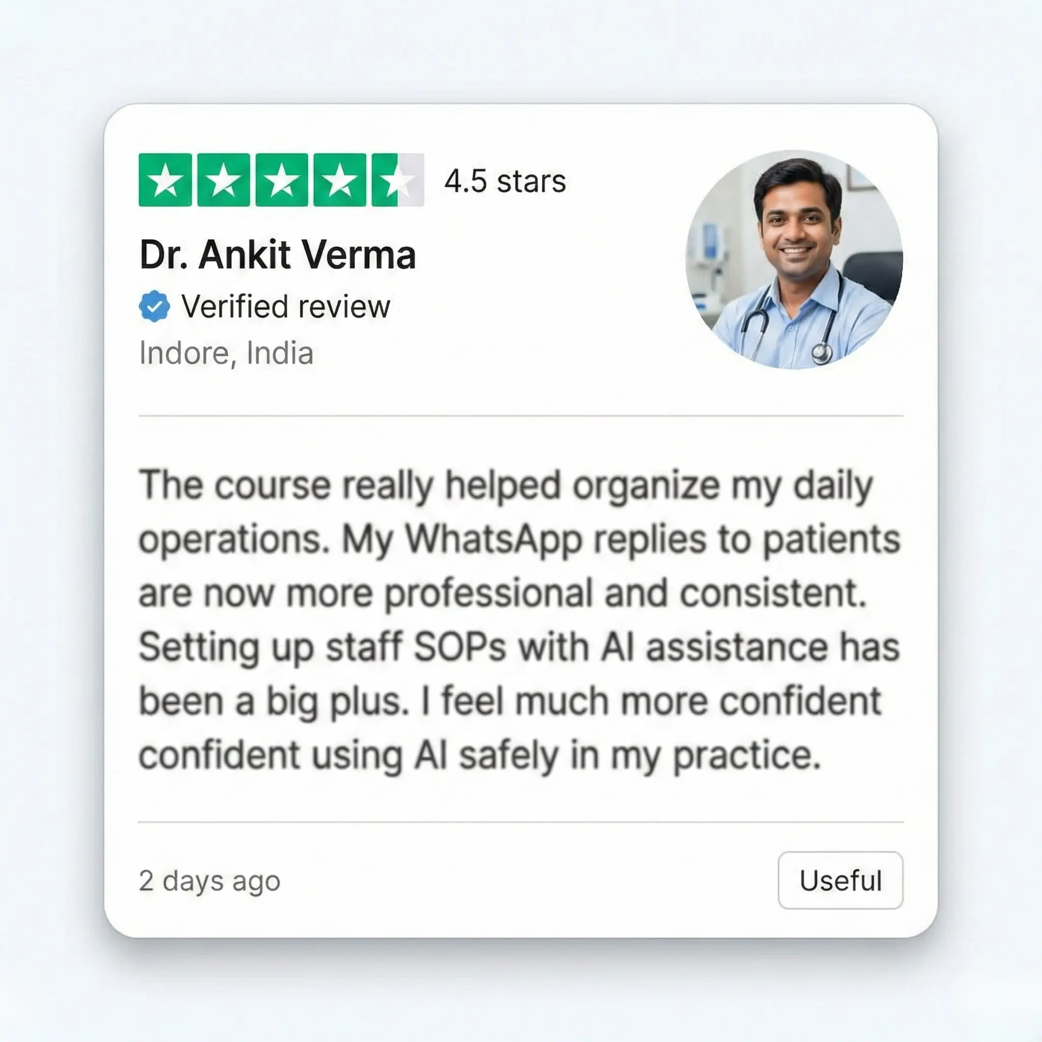 Clinic owner feedback for BAID course