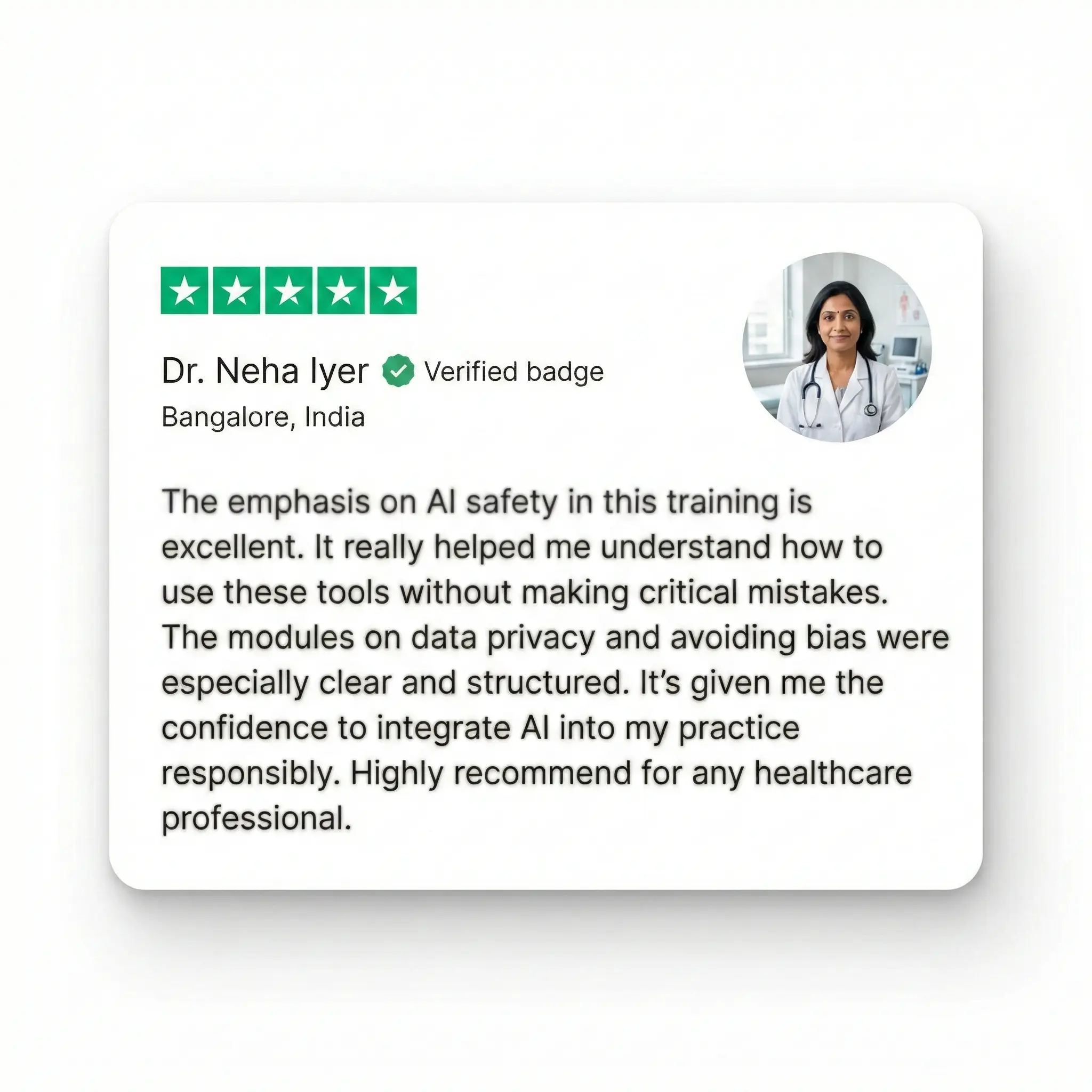 Doctor testimonial for Business AI for Indian Doctors 2026